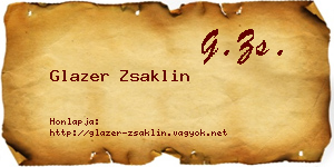 Glazer Zsaklin névjegykártya
